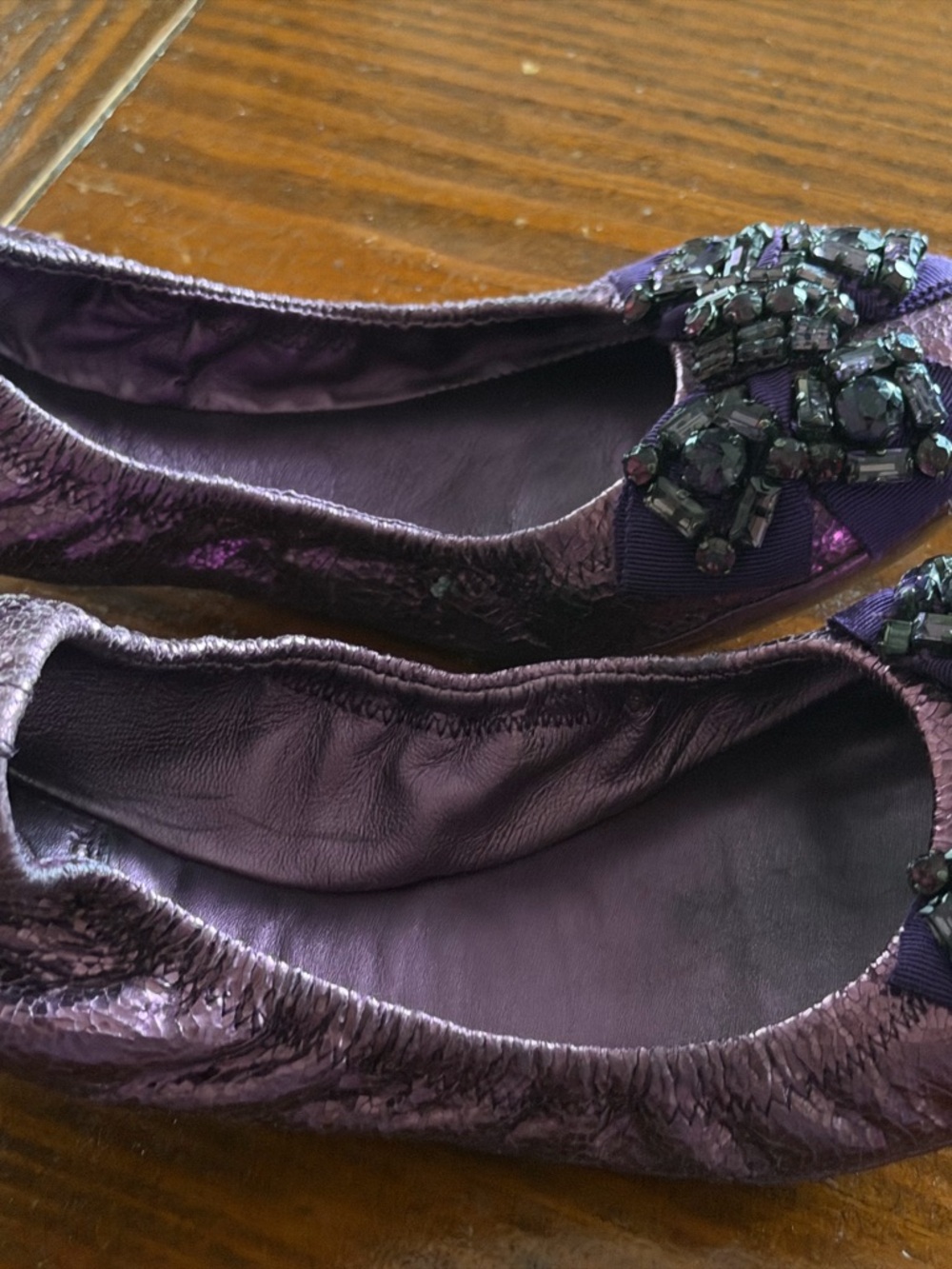 Tory Burch Purple Jeweled Ballet Flats - Picture 5 of 7